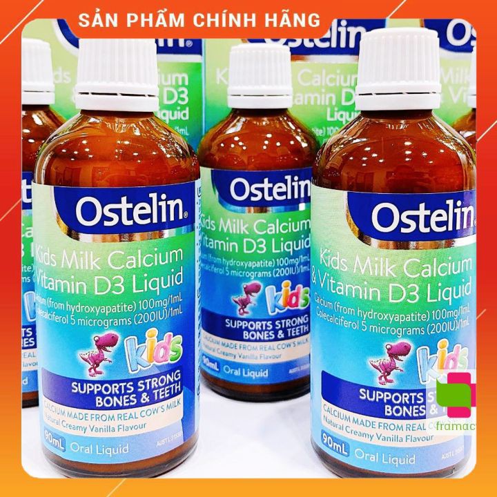 Canxi Nước Khủng Long Ostelin Kids Milk Calcium & D3 Liquid Úc  🔥𝐍𝐄𝐖🔥 Cho Trẻ Từ 7 Tháng Tuổi