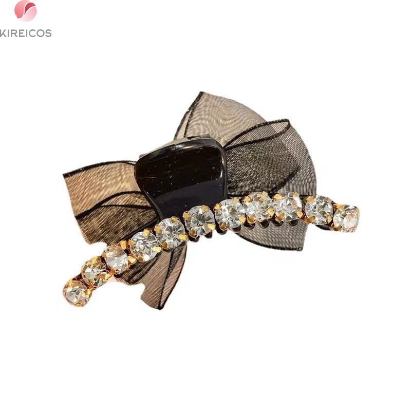 Kẹp Tóc Gấp Tóc Nơ Đính Đá 2 Mặt Sang Chảnh Phong Cách Hàn Quốc