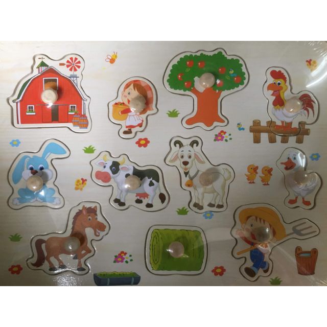 Bảng ghép hình động vật có núm gỗ