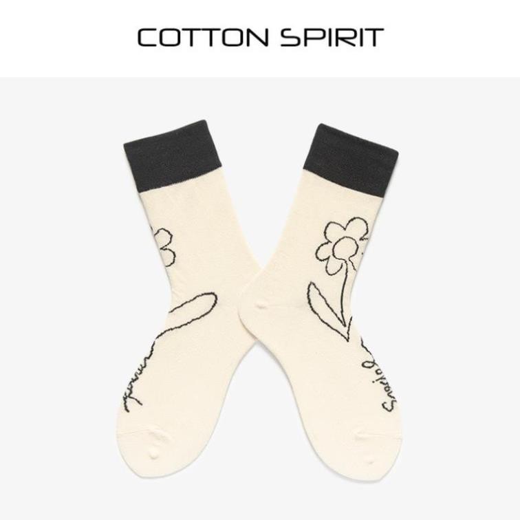 Tất Nữ Cổ Cao Cotton Họa Tiết Phong Cách Retro Hàn Quốc Vớ Nữ Cổ Cao Ulzzang Thời Trang