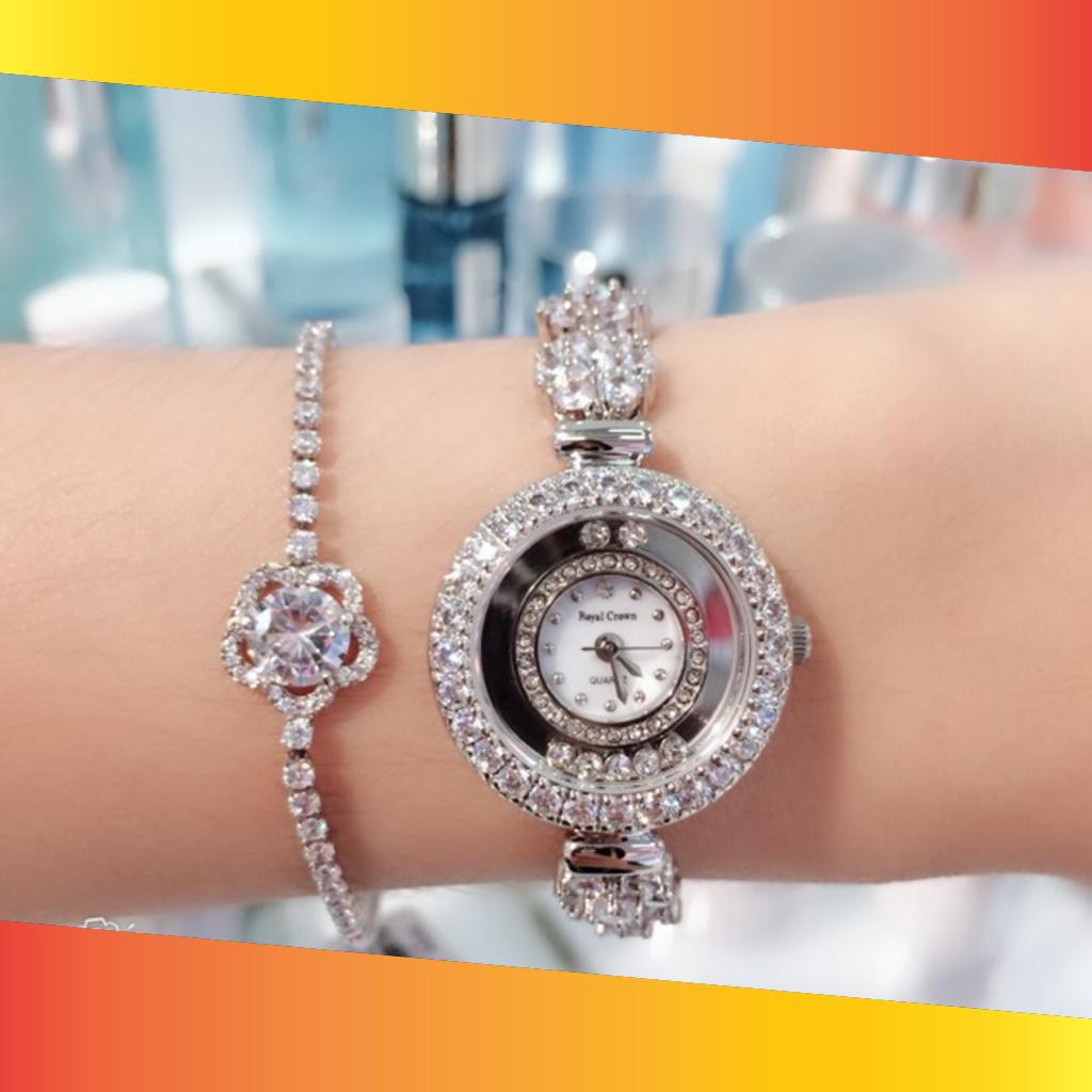 Đồng hồ nữ ♥️FREESHIP♥️ Giảm 99k khi nhập mã [TUYENTN] Mã Sản Phẩm Royal Crown 5308 Jewerry Watch vỏ trắng