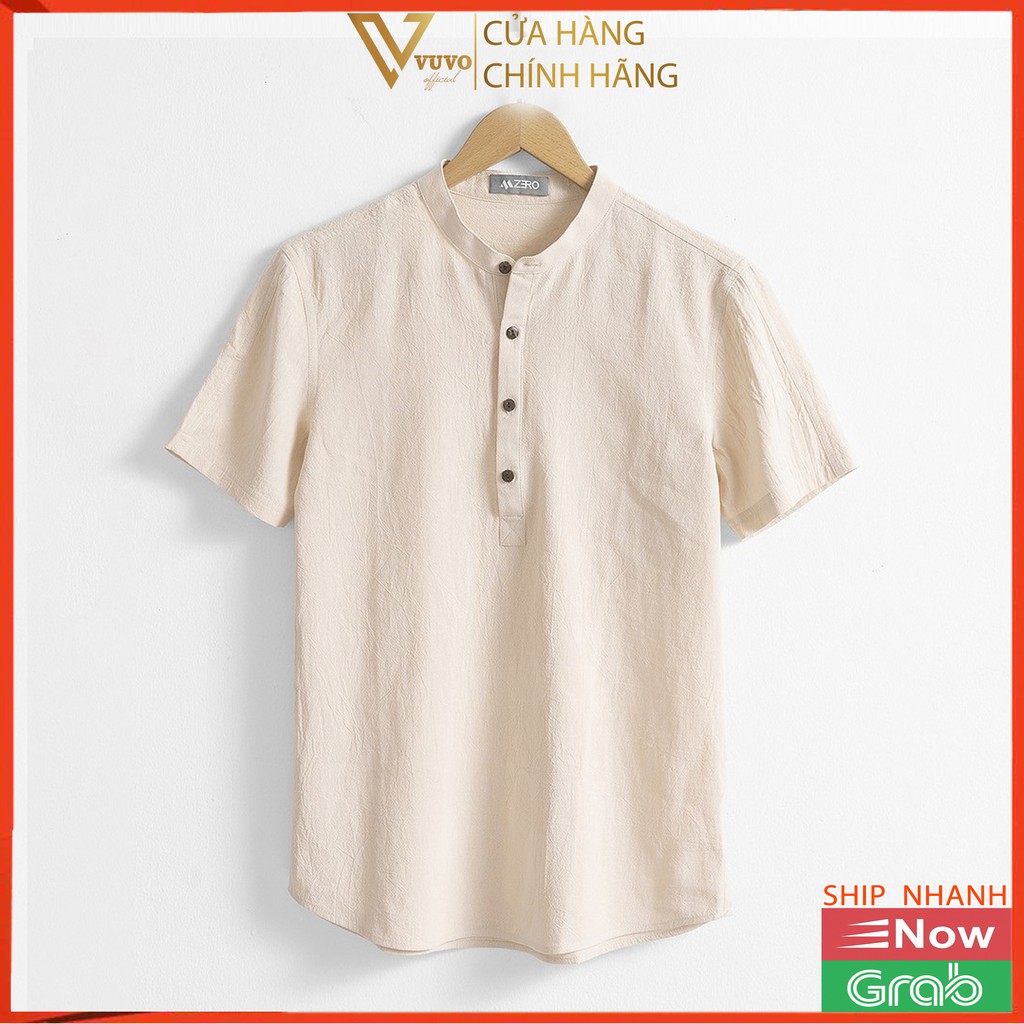 Áo Đũi Nam Cổ Tàu, Sơ Mi VuVo Official Tay Ngắn 4 Khuy Cao Cấp | BigBuy360 - bigbuy360.vn