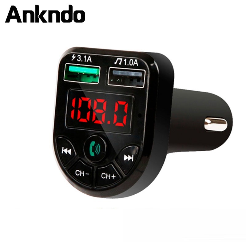 Tẩu sạc điện thoại ANKNDO hai cổng USB kết nối bluetooth 5.0 dành cho xe hơi