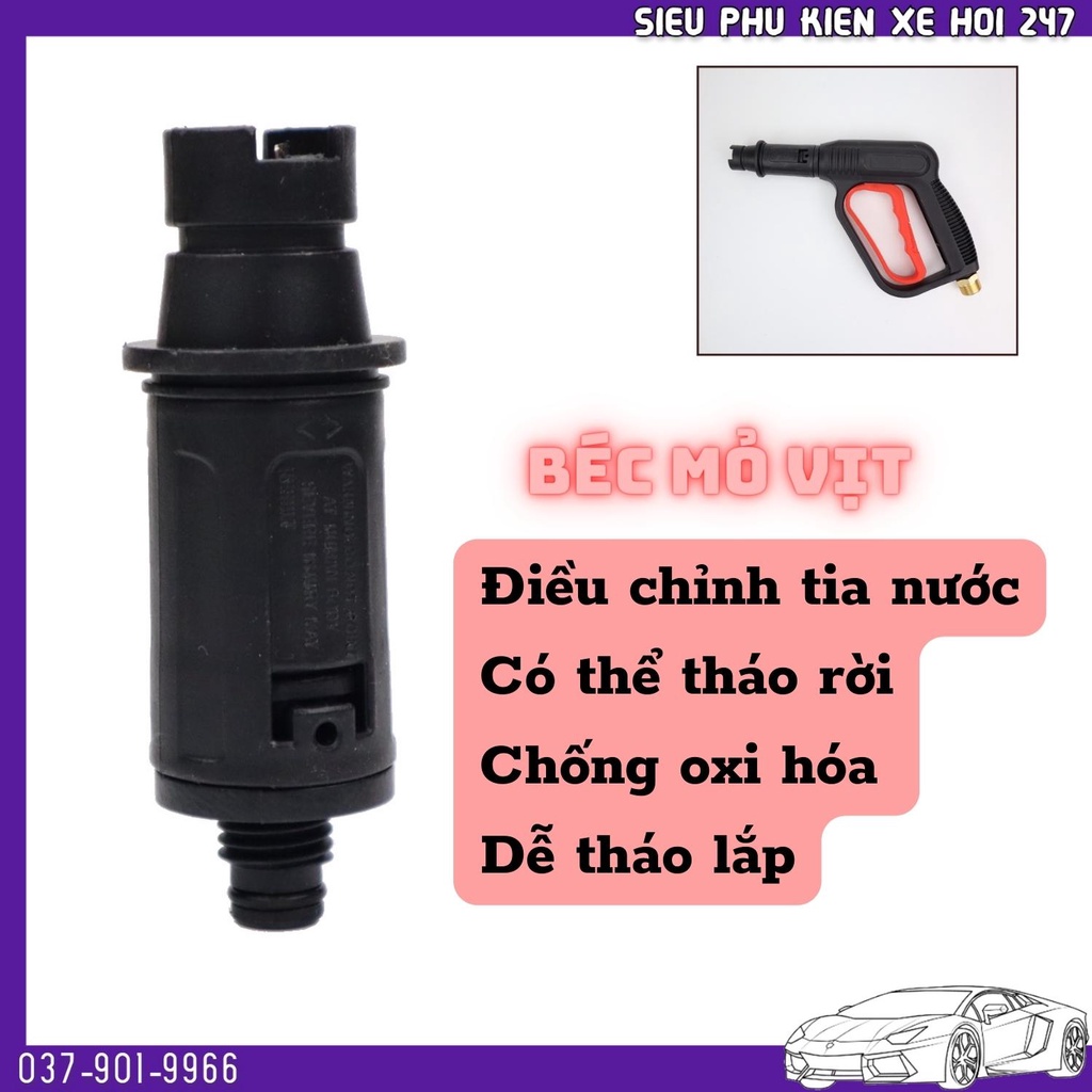 Béc mỏ vịt, đầu nối nhanh cho súng rửa xe có thể điều chỉnh tia nước màu đen