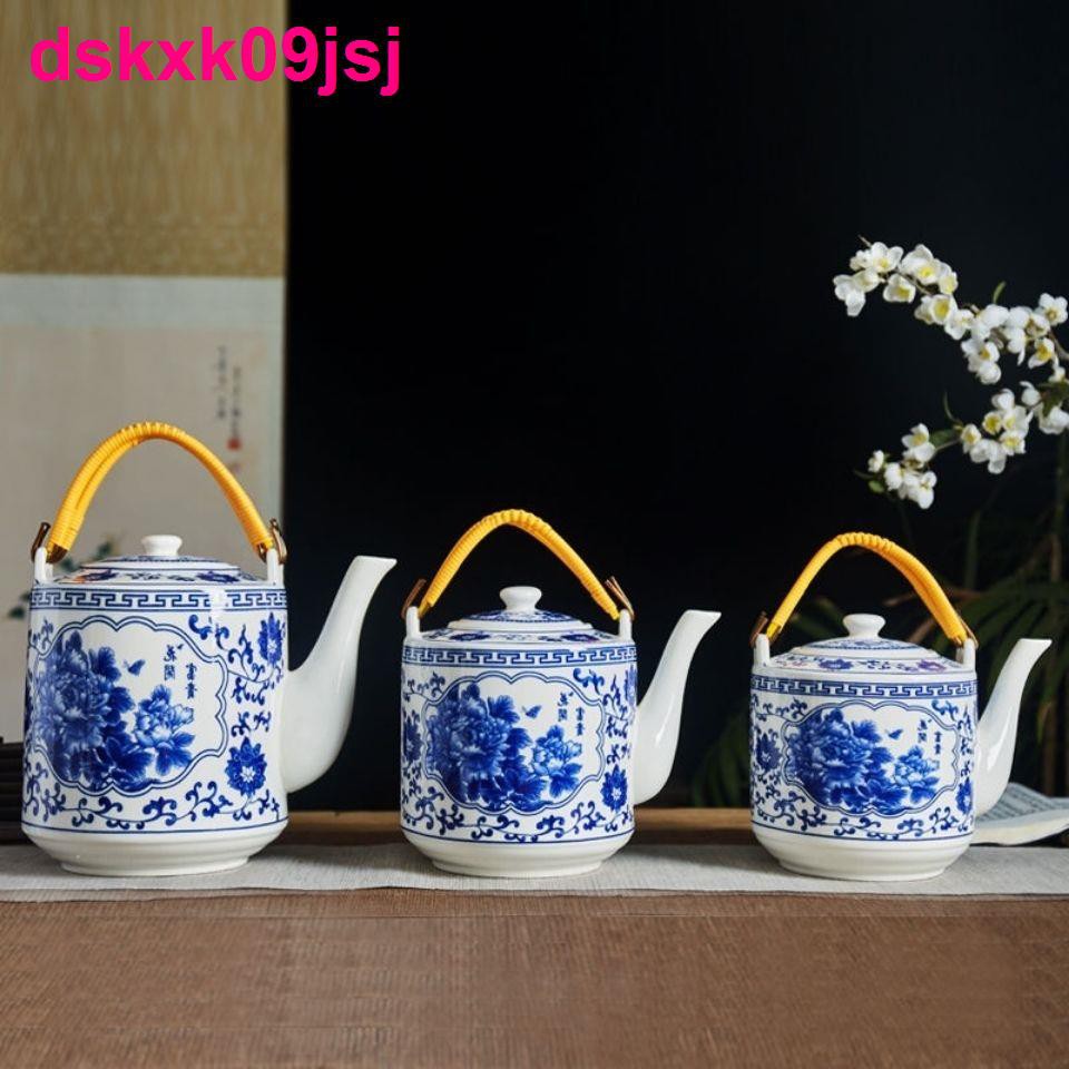 Bộ ấm trà sứ Jingdezhen gia dụng làm mát bằng gốm đun nước dung tích lớn pha đơn Nồi có tay cầm