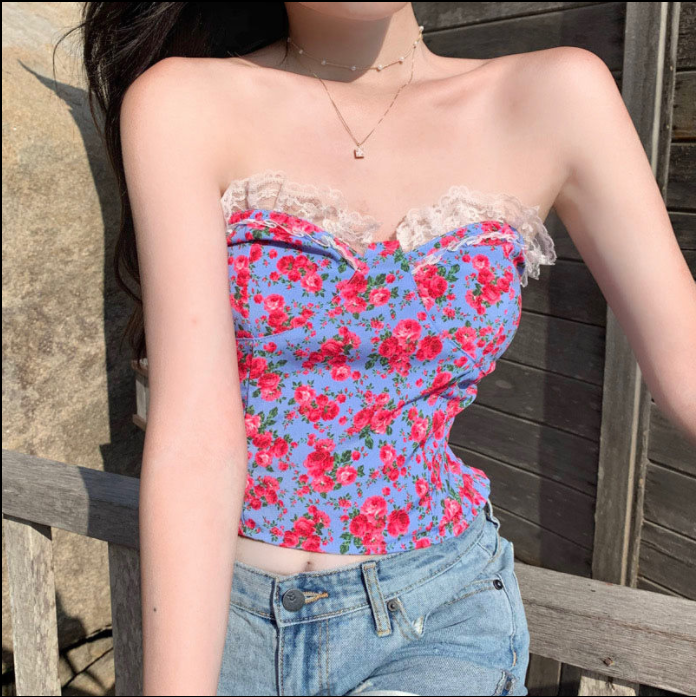 Áo Lửng Hai Dây Phối Ren Quyến Rũ Dành Cho Nữ