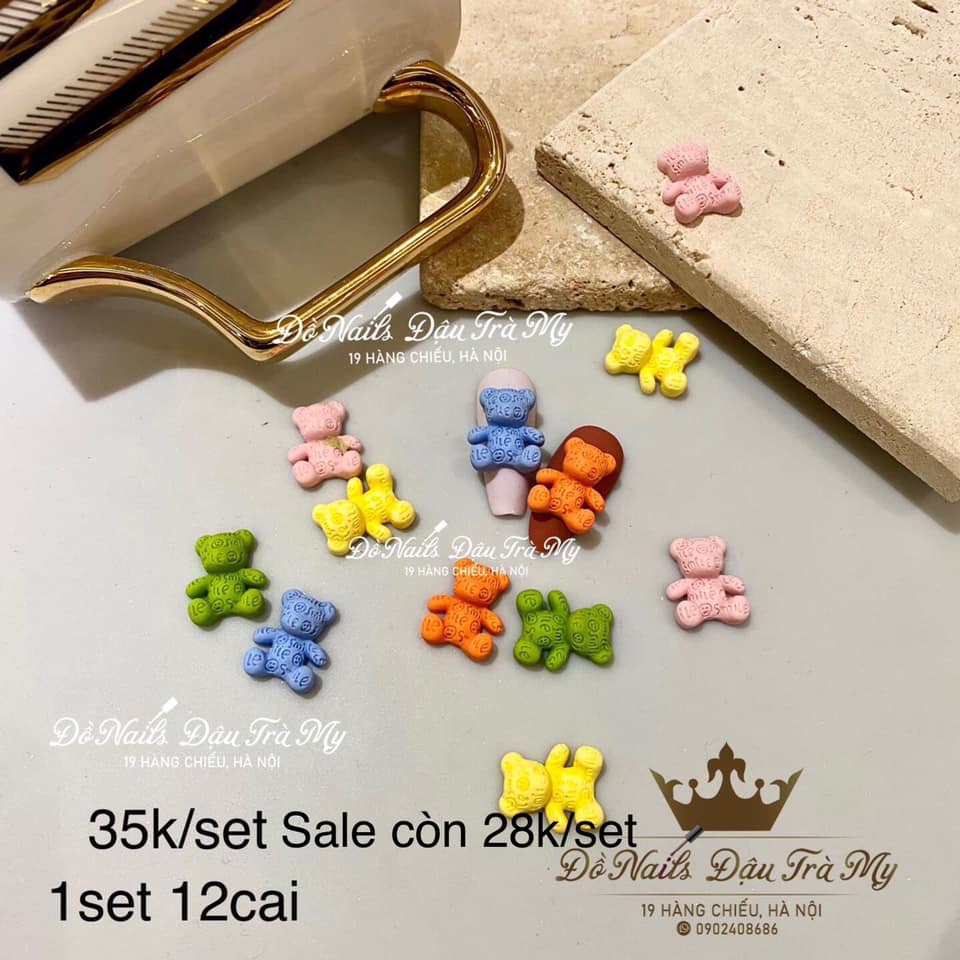 SALE - Set charm gấu sứ mix 12c