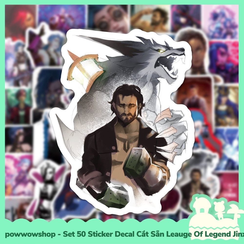 [Sẵn VN - Hỏa Tốc] Set 50 Sticker Mini Decal Dán Trang Trí Vật Dụng Mẫu Arcane League of Legends Jinx &amp; VI