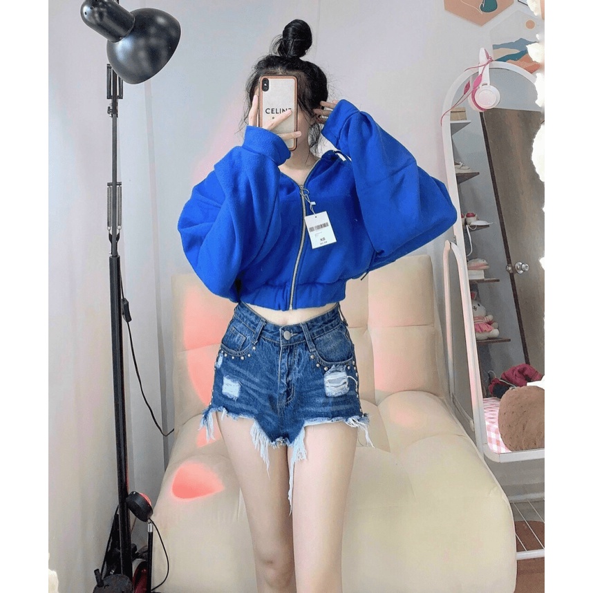 Áo Khoác Hoodie Khóa Kéo Form Lửng Chất Nỉ Ngoại Dày Dặn HOT