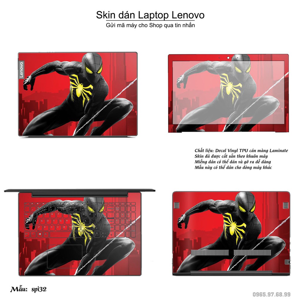 Skin dán Laptop Lenovo in hình người nhện Spiderman _nhiều mẫu 2 (inbox mã máy cho Shop)