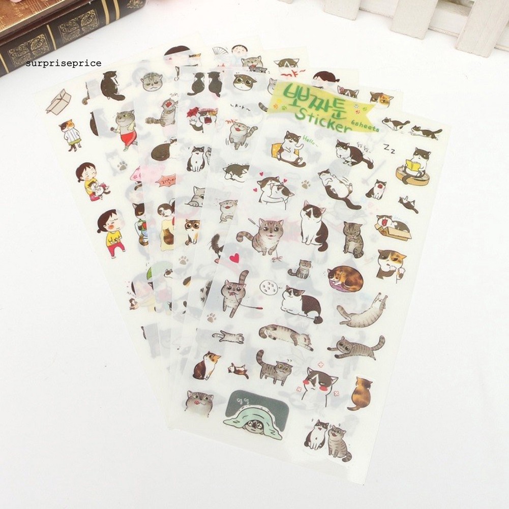 Bộ 6 tấm hình dán trang trí album ảnh nhiều hoạ tiết xinh xắn đáng yêu