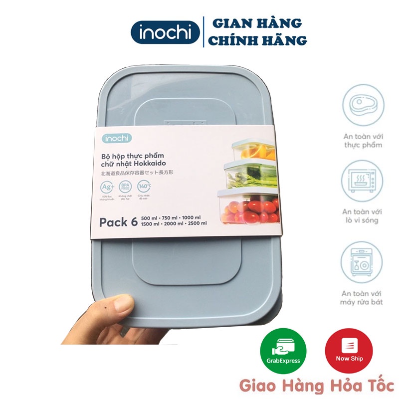 Bộ 6 Hộp Đựng Thực Phẩm Inochi Nhựa Không Mùi - Hộp Quay Đồ Ăn Trong Lò Vi Sóng