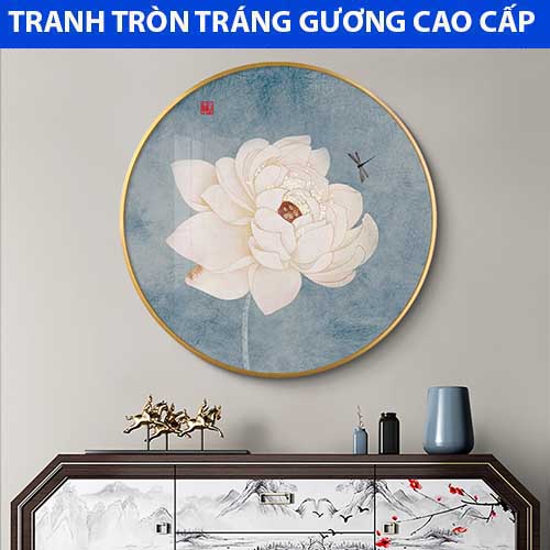 Tranh tròn hoa sen cao cấp bộ tranh đang được tìm kiếm nhiều nhất hiện nay tặng đinh treo đổi trả miễn phí BH 5 năm