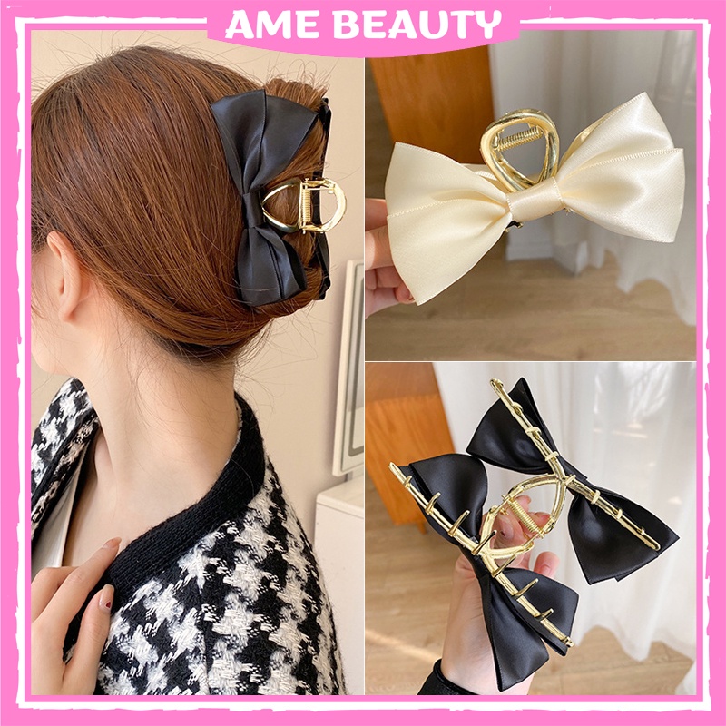 Kẹp tóc Hàn Quốc gắn nơ phong cách tiêu thư , cặp tóc càng cua xinh xắn Ame Beauty