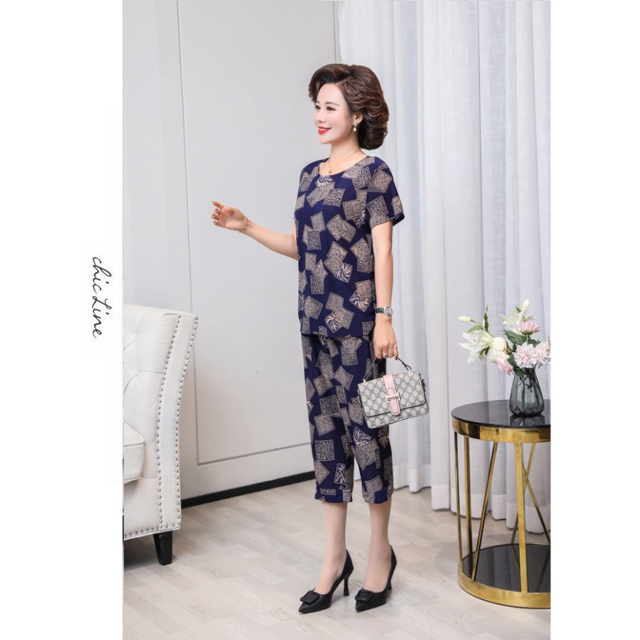 bộ mặc nhà trung niên mùa hè  thun lạnh