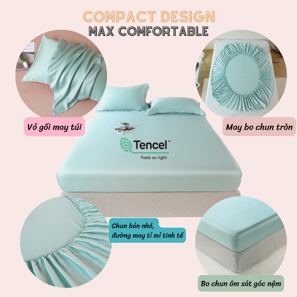 Set ga gối lẻ 3 món cao cấp 100%Tencel 80s siêu mềm mát mịn giá dùng thử hấp dẫn