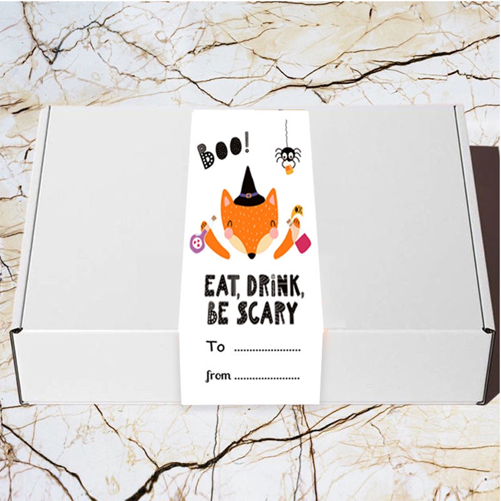 (livecity.2) Cuộn 300 Nhãn Dán Hộp Quà Hình Chữ Nhật Tự Dính Mịn Màng Và Dính Dễ Dán Dùng Đóng Gói Quà Halloween