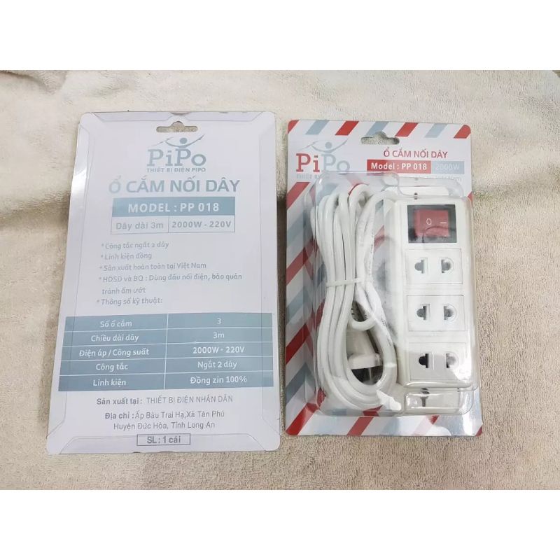 Ổ CẮM PP018 PIPO 2000W( dây dài 3m)