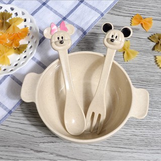 Bát ăn dặm  kèm thìa dĩa chất liệu lúa mạch