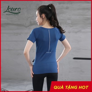 Áo tập yoga nữ tay ngắn Louro LA12, kiểu áo tập Gym nữ , Yoga, Zumba chất liệu siêu co giãn 4 chiều, thoáng mát