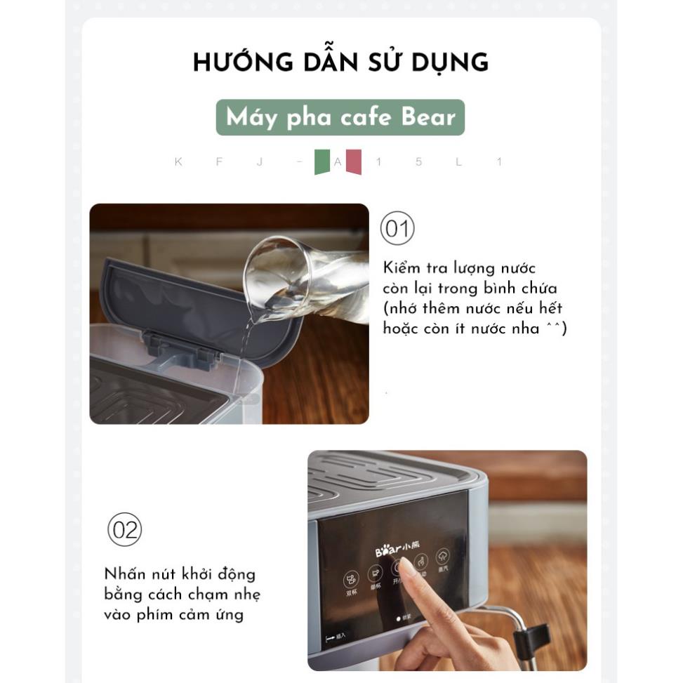 Máy pha cà phê mini Espresso Bear KFJ-A15L1 , máy ép pha chế cafe gia đình và buôn bán, bảo hành 18 tháng