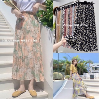 Chân váy xếp ly hoa dáng dài midi siêu xinh.