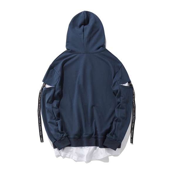 Áo Hoodie Vạt Thun Trắng Màu XANH NAVY AHDT627A