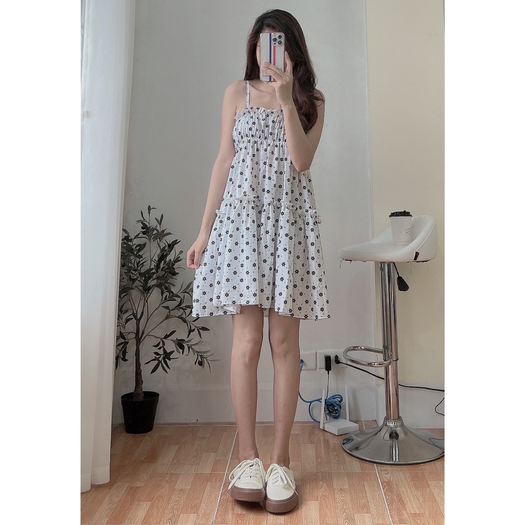 Đầm 2 Dây Hoa Chấm Bi PEONYB Nữ [FREESHIP] 🌸 Váy ngủ babydoll 3 tầng phối viền bèo tiểu thư mặc đi biển Ulzzang 🌸 | BigBuy360 - bigbuy360.vn
