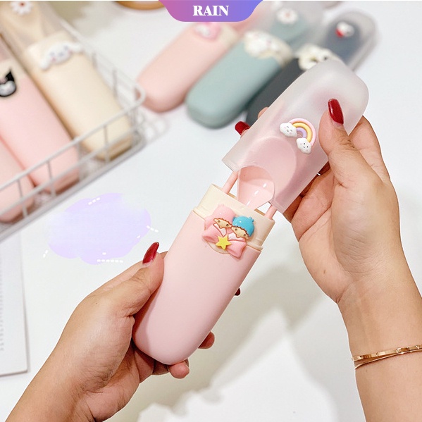 Bộ Dụng Cụ Ăn Uống Di Động Hình Hoạt Hình Sanrio Kuromi My Melody Hello Kitty Pom Pom Purin Di Động Cho Học Sinh [Sợi Niệm]