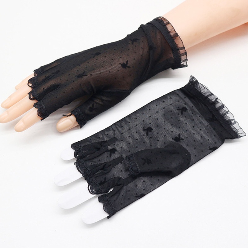 Găng Tay Ren Hở Ngón Xinh Xắn Cho Nữ