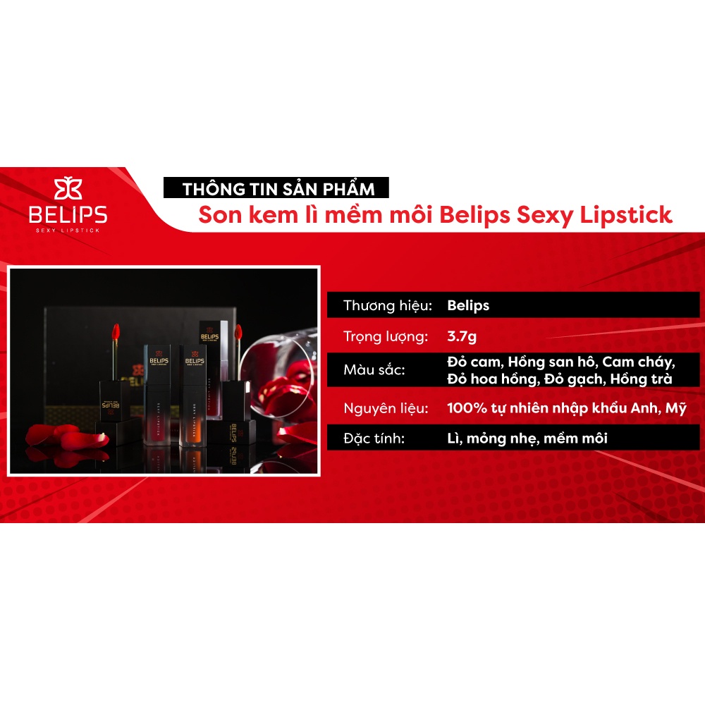 Son Kem Lì Mỏng Nhẹ Mềm Môi Belips Sexy Lipstick 100% thiên nhiên không chì, an toàn cho cả mẹ bầu