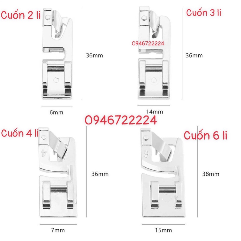 Bộ 4 chân vịt đế chân vịt cuốn lai sử dụng cho máy may gia đình đa năng