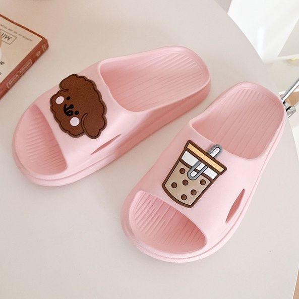 Dép gấu trà sữa 3 màu pastel có thông hơi siêu êm