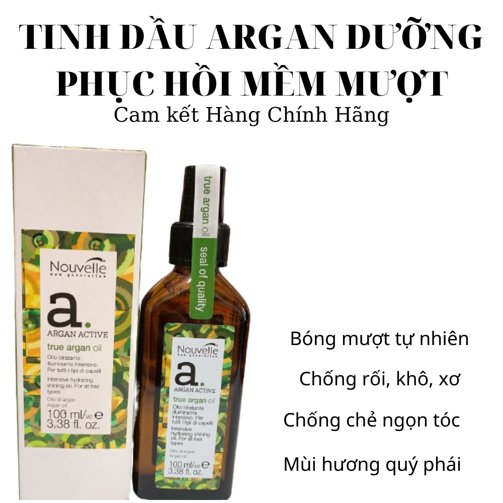 [NOUVELLE] TINH DẦU ARGAN DƯỠNG PHỤC HỒI MỀM MƯỢT TÓC (TRUE ARGAN OIL) NOUVELLE 100ML