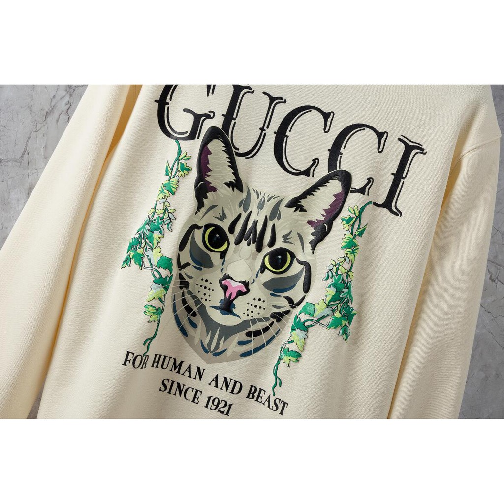 Áo Sweater Cổ Tròn Chất Liệu Cotton In Hình Gucci Thời Trang