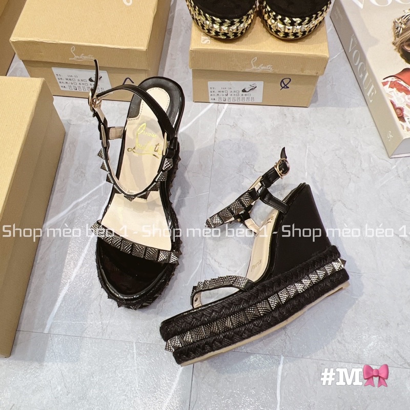 Sandal lbt quai ngang viền đinh đế xuồng cói fullbox