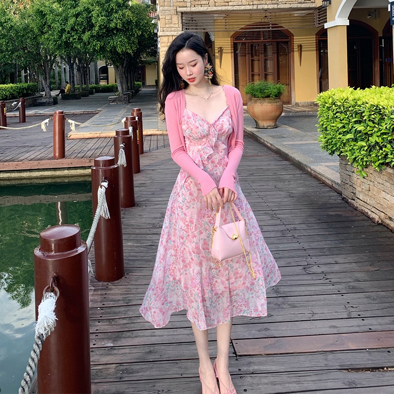 Váy 2 dây đi biển hoa maxi  LUHAZO đi chơi hở lưng dáng dài rộng bigsize kiểu sang chảnh Hàn Quốc 9667 DK1T3