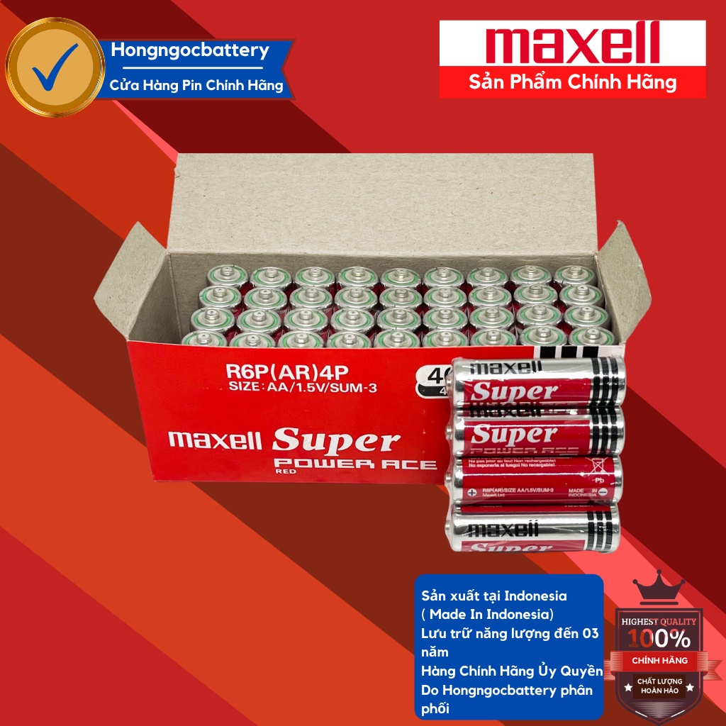 Hộp 40 Viên Pin AA  Maxell Siêu Bền - Hàng nhập khẩu
