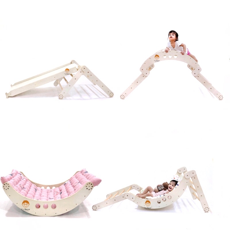Cầu trượt cho bé, trò chơi vận động biến hình nhiều nhiều kiểu cho bé, cầu tuột Uydecor gỗ plywood nhập khẩu, gấp gọn