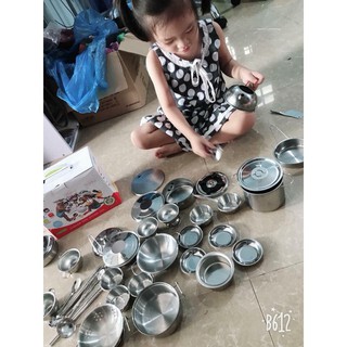 BỘ ĐỒ CHƠI NẤU ĂN BẰNG INOX 40 MÓN CHO BÉ