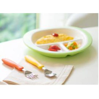 Khay ăn 3 ngăn chống va đập Edison mama cho bé ăn dặm màu xanh lá KJ2024