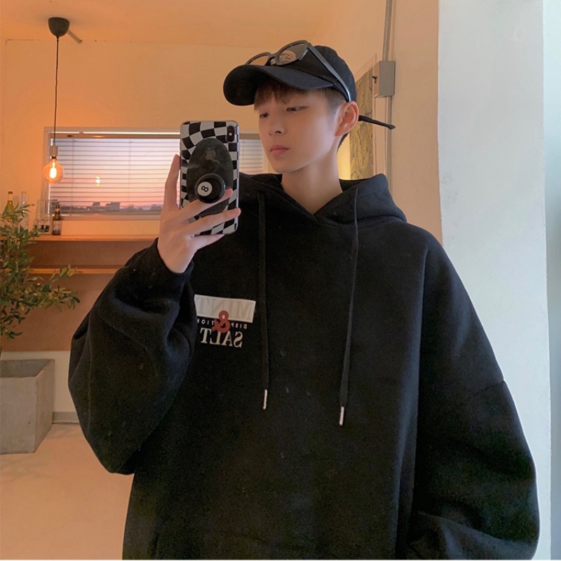 Áo Hoodie Nhung Dáng Rộng Phong Cách Hip hop Thời Trang Dành Cho Nam M-8XL