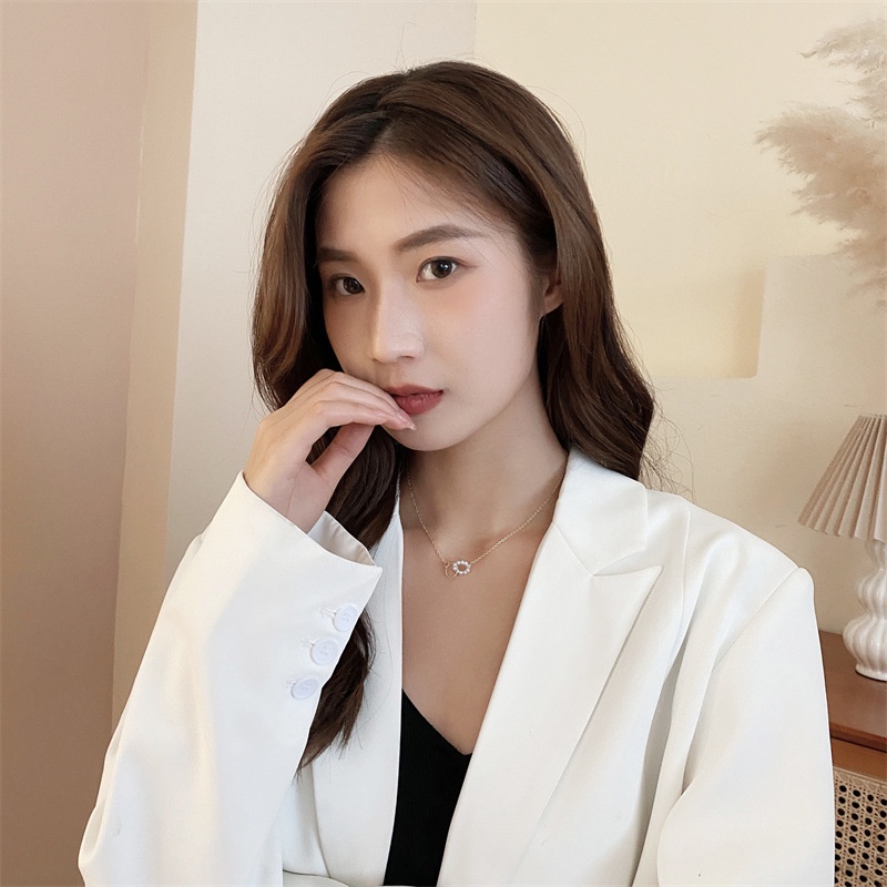 MANYUE Dây chuyền kim loại mặt ngọc trai thời trang thanh lịch cổ điển cho nữ