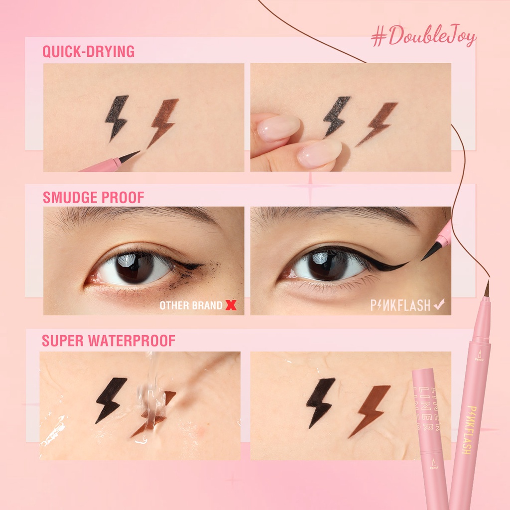 Pinkflash OhMyLine Eyeliner Làm đều màu Trang điểm mắt đen lâu trôi không thấm nước