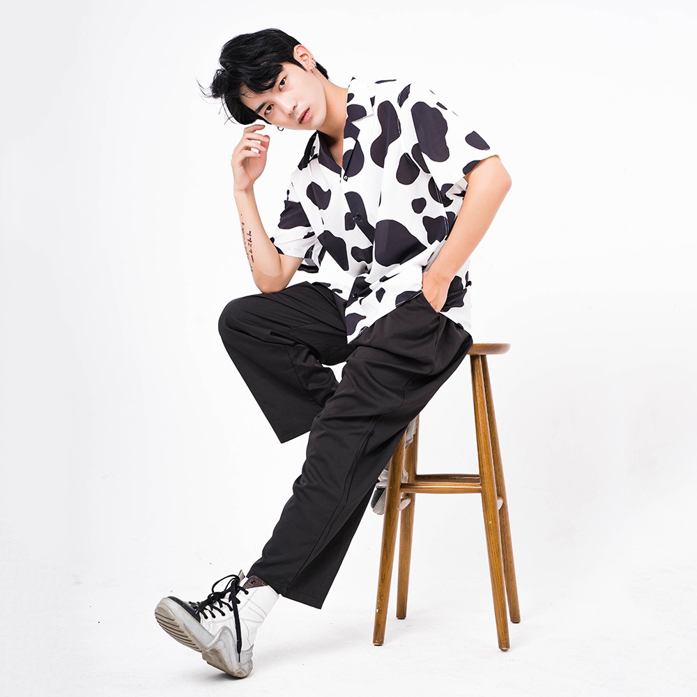 Áo sơ mi nam họa tiết BÒ SỮA, chất liệu vải lanh lụa mềm min, thoáng mát, không nhăn Phom Chuẩn -  ADORIS BS061 | BigBuy360 - bigbuy360.vn