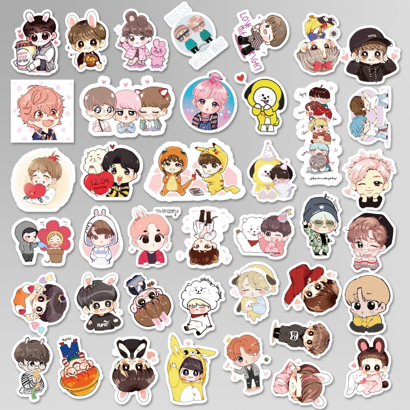 Bộ 40 miếng dán EMOJI trang trí hoạt hình dễ thương cho fan KPOP BTS