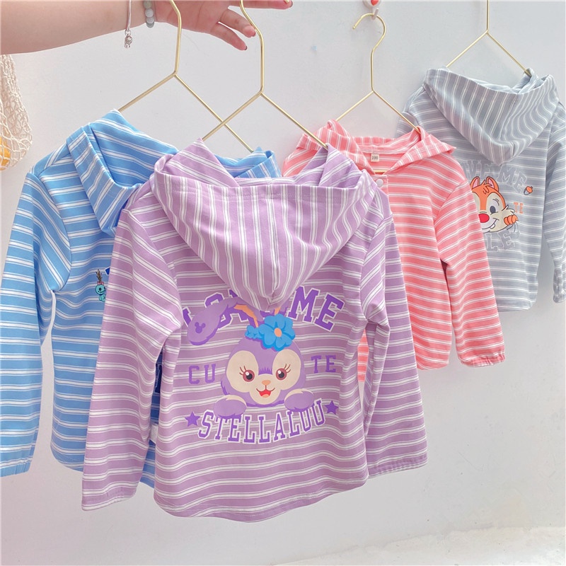 Áo Khoác Cardigan Dệt Kim Mỏng Có Mũ Trùm Đầu Hoạ Tiết Hoạt Hình Dành Cho Trẻ Em