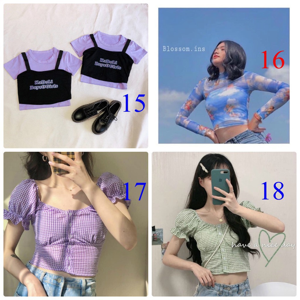 Áo croptop nữ chất thun co giãn phong cách trẻ trung năng động Xưởng Sỉ Nguyễn Hoa