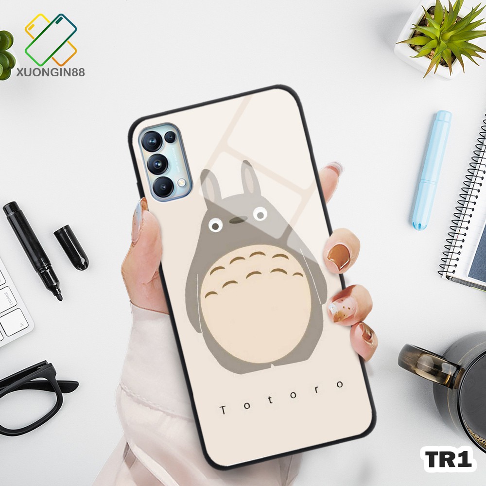 Ốp lưng kính OPPO RENO 5 in 3D TOTORO ngộ nghĩnh