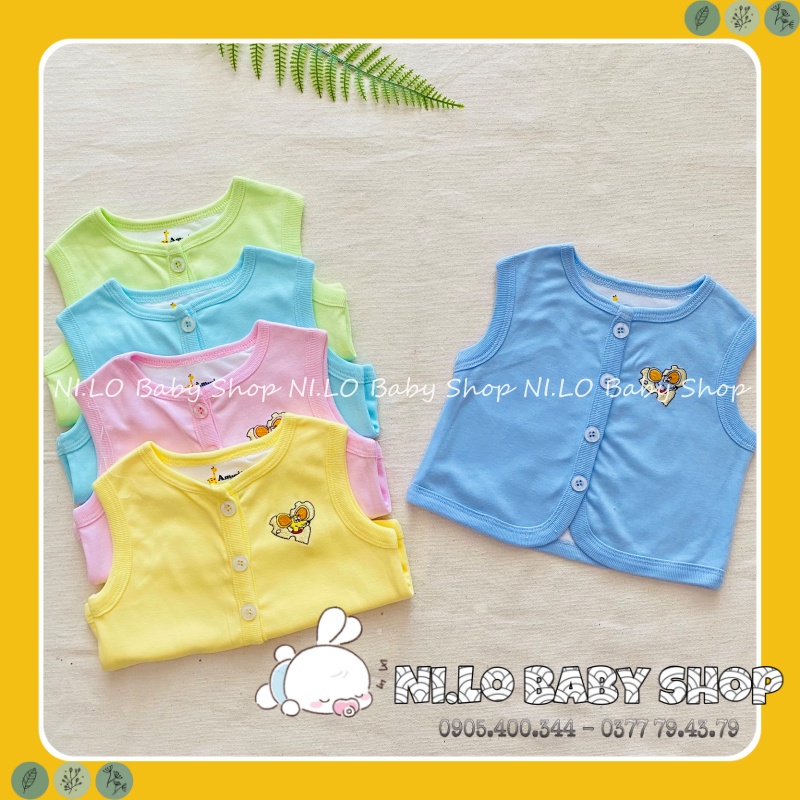 (Hàng chuẩn loại 1) Áo khoác ghile AMAMIO thu đông đủ màu, vải cotton 2 lớp siêu thấm hút phù hợp cho trẻ sơ sinh